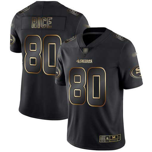 49ers #80 Jerry Rice Black/Gold Men’s Stitched NFL Vapor Untouchable Jersey