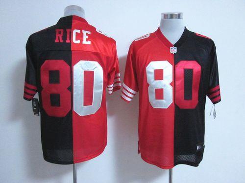 49ers #80 Jerry Rice Black/Red Men’s Stitched NFL Elite Split Jersey