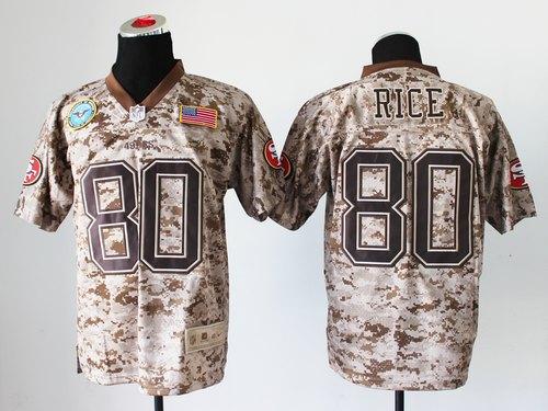 49ers #80 Jerry Rice Camo Men’s Stitched NFL New Elite USMC Jersey