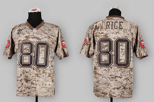 49ers #80 Jerry Rice Camo USMC Men’s Stitched NFL Elite Jersey