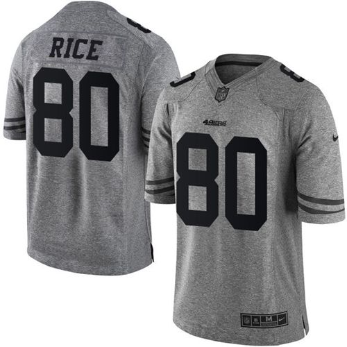 49ers #80 Jerry Rice Gray Men’s Stitched NFL Gridiron Gray Jersey