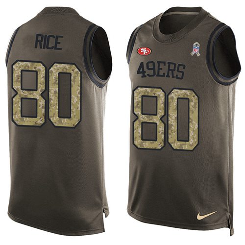 49ers #80 Jerry Rice Green Men’s Stitched NFL Salute To Service Tank Top Jersey
