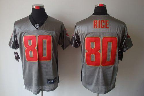 49ers #80 Jerry Rice Grey Shadow Men’s Stitched NFL Elite Jersey
