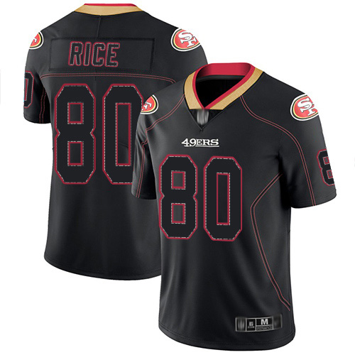 49ers #80 Jerry Rice Lights Out Black Men’s Stitched NFL Rush Jersey
