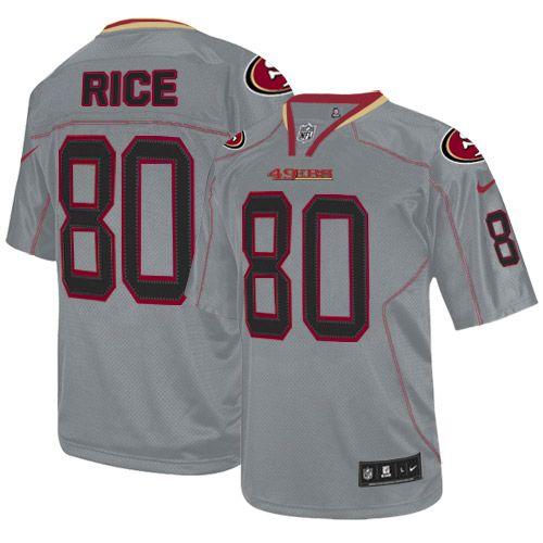 49ers #80 Jerry Rice Lights Out Grey Youth Stitched NFL Elite Jersey