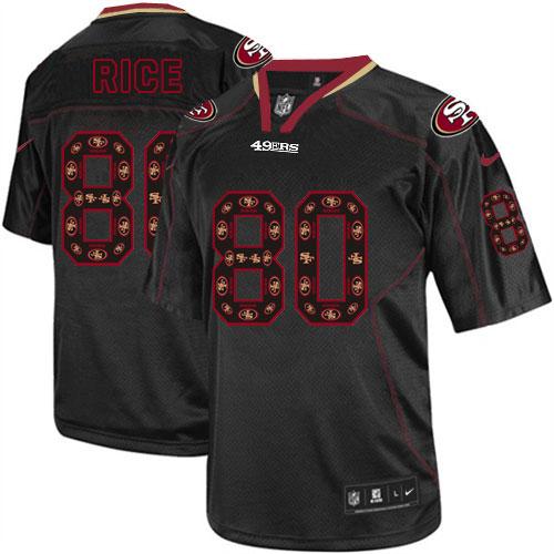 49ers #80 Jerry Rice New Lights Out Black Men’s Stitched NFL Elite Jersey