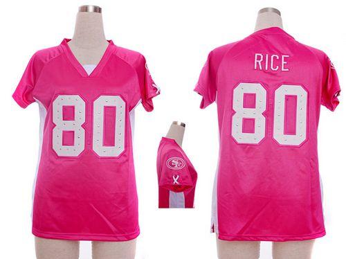 49ers #80 Jerry Rice Pink Draft Him Name & Number Top Women’s Stitched NFL Elite Jersey