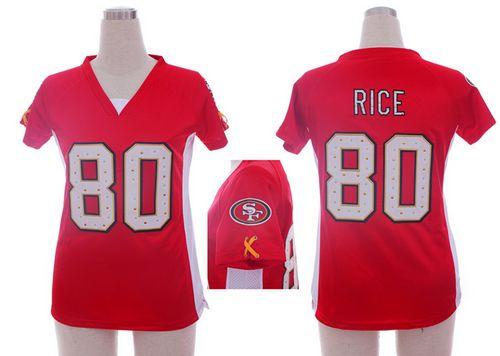 49ers #80 Jerry Rice Red Team Color Draft Him Name & Number Top Women’s Stitched NFL Elite Jersey