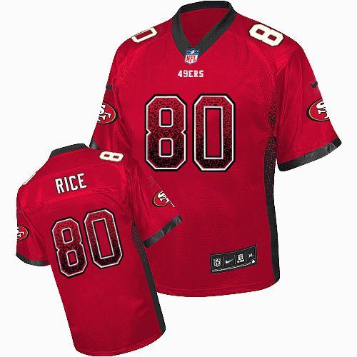 49ers #80 Jerry Rice Red Team Color Men’s Stitched NFL Elite Drift Fashion Jersey