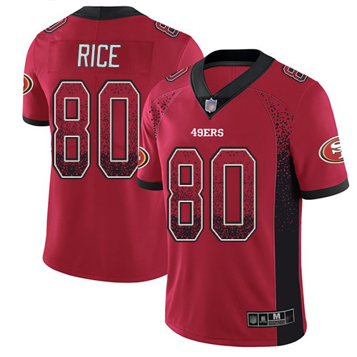 49ers #80 Jerry Rice Red Team Color Men’s Stitched NFL Rush Drift Fashion Jersey
