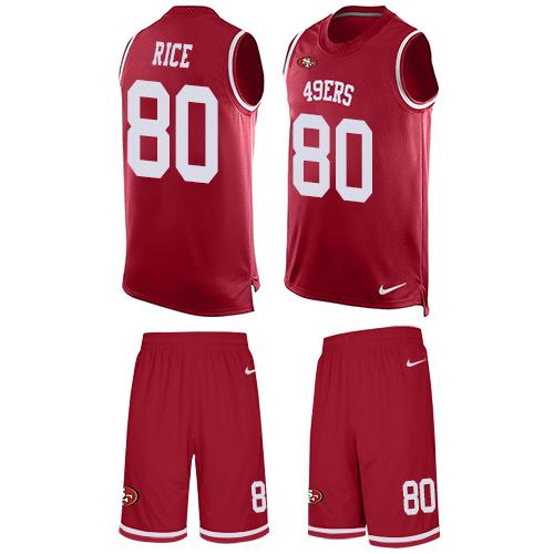 49ers #80 Jerry Rice Red Team Color Men’s Stitched NFL Tank Top Suit Jersey