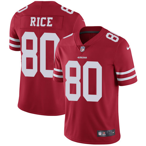 49ers #80 Jerry Rice Red Team Color Men’s Stitched NFL Vapor Untouchable Jersey