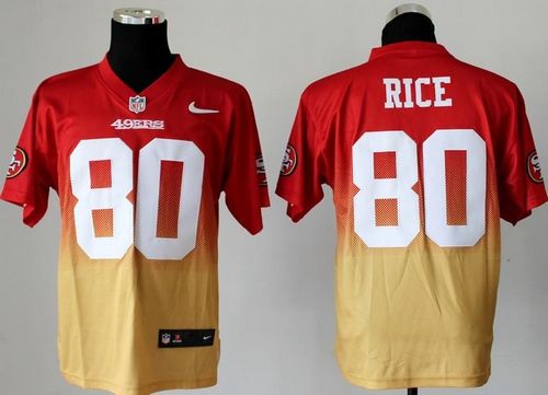 49ers #80 Jerry Rice Red/Gold Men’s Stitched NFL Elite Fadeaway Fashion Jersey