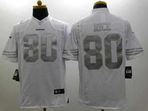 49ers #80 Jerry Rice White Men’s Stitched NFL Platinum Jersey