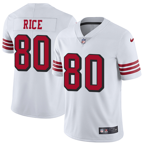 49ers #80 Jerry Rice White Rush Men’s Stitched NFL Vapor Untouchable Jersey