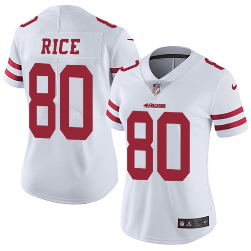 49ers #80 Jerry Rice White Women’s Stitched NFL Vapor Untouchable Jersey