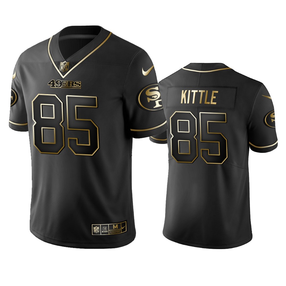 49ers #85 George Kittle Black Golden Edition Stitched NFL Jersey