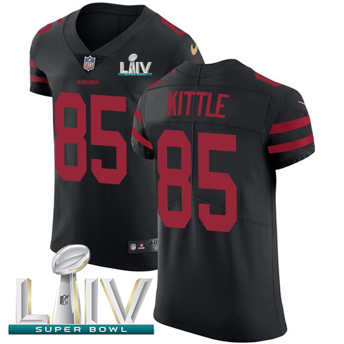 49ers #85 George Kittle Black Super Bowl LIV 2020 Alternate Men’s Stitched NFL Vapor Untouchable Elite Jersey