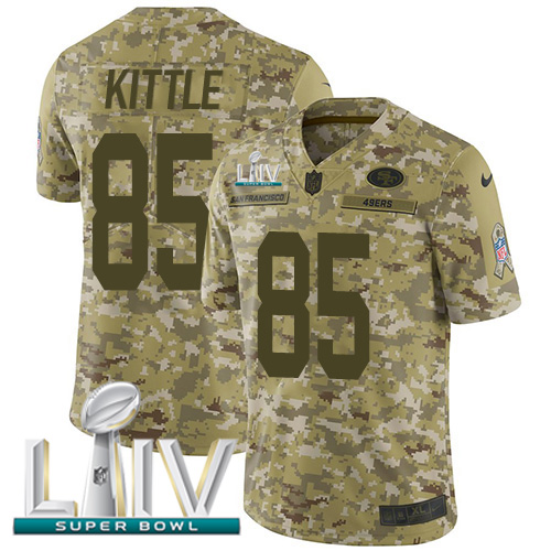 49ers #85 George Kittle Camo Super Bowl LIV 2020 Men’s Stitched NFL 2018 Salute To Service Jersey