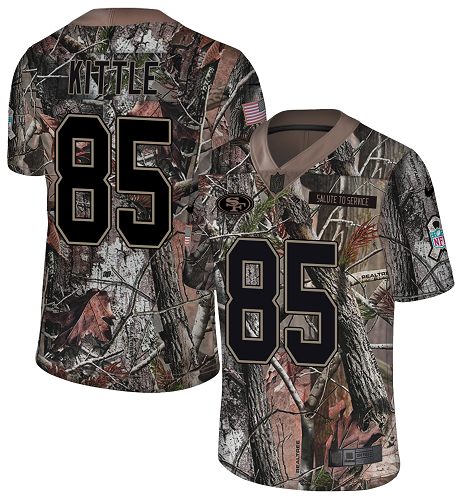 49ers #85 George Kittle Camo Youth Stitched NFL Rush Realtree Jersey