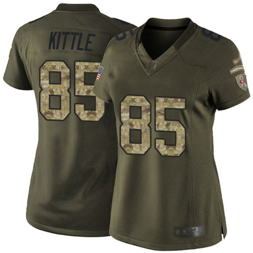 49ers #85 George Kittle Green Women’s Stitched NFL 2015 Salute To Service Jersey