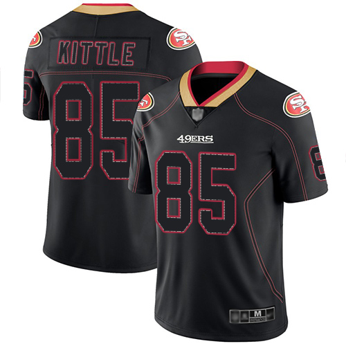 49ers #85 George Kittle Lights Out Black Men’s Stitched NFL Rush Jersey