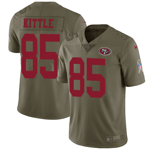 49ers #85 George Kittle Olive Youth Stitched NFL 2017 Salute To Service Jersey