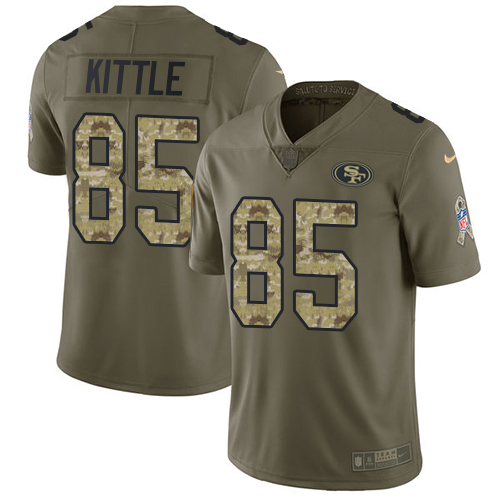 49ers #85 George Kittle Olive/Camo Men’s Stitched NFL 2017 Salute To Service Jersey