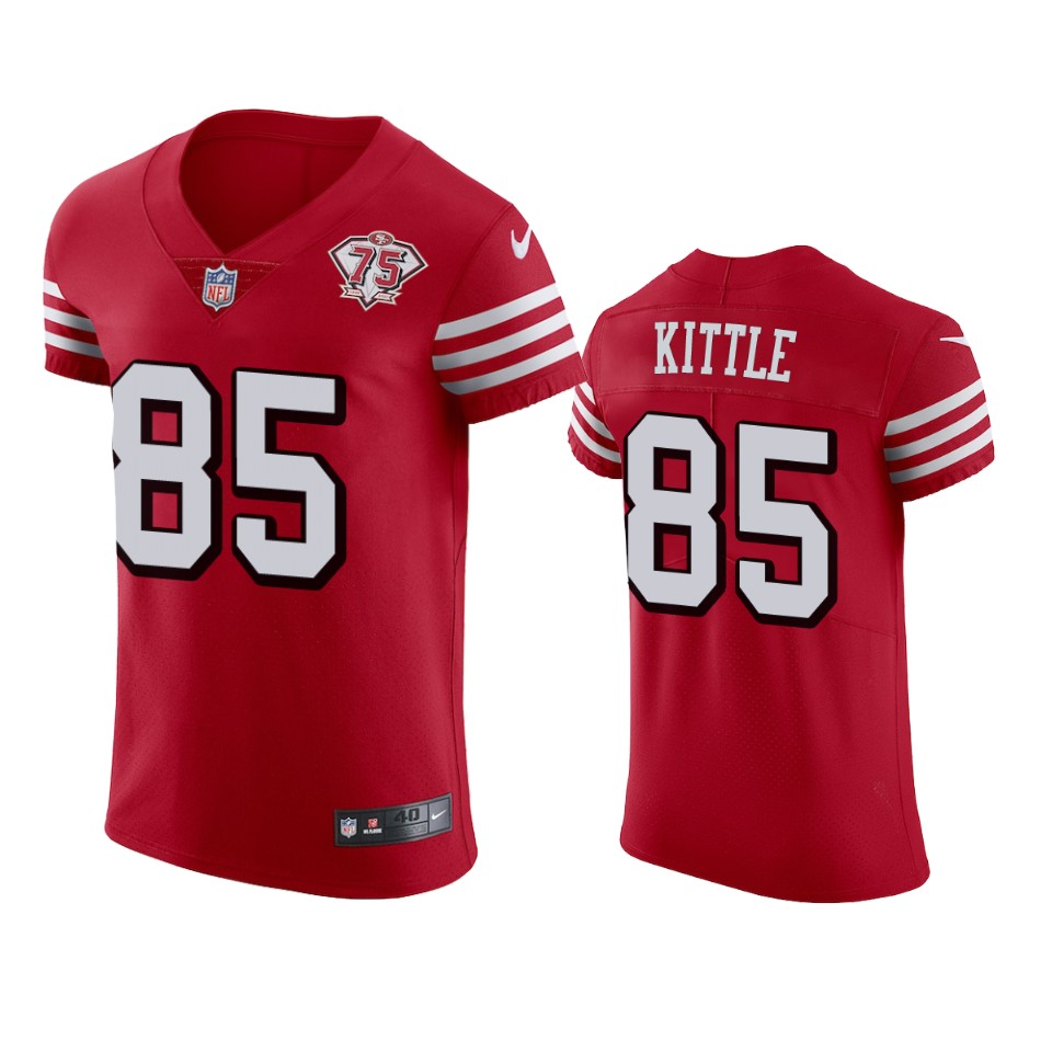 49ers #85 George Kittle Red Rush Men’s 75th Anniversary Stitched NFL Vapor Untouchable Elite Jersey