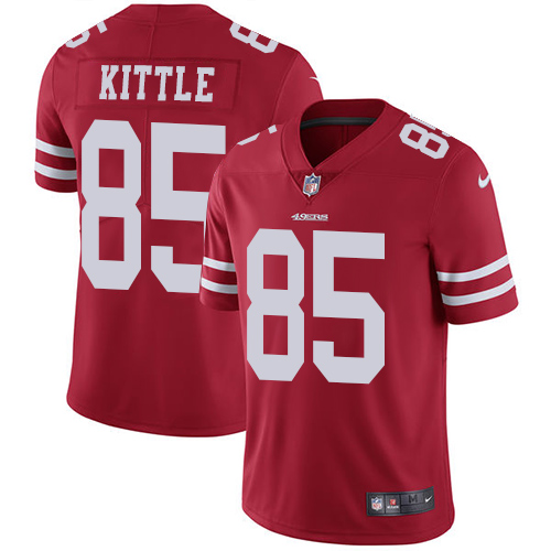 49ers #85 George Kittle Red Team Color Men’s Stitched NFL Vapor Untouchable Jersey