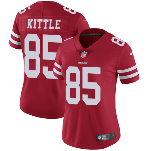 49ers #85 George Kittle Red Team Color Women’s Stitched NFL Vapor Untouchable Jersey