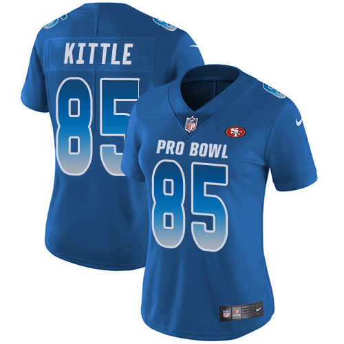 49ers #85 George Kittle Royal Women’s Stitched NFL NFC 2019 Pro Bowl Jersey