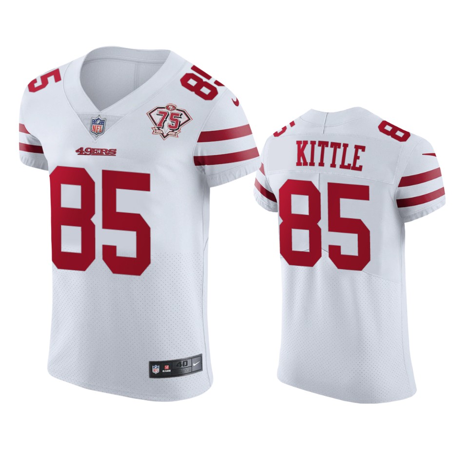 49ers #85 George Kittle White Men’s 75th Anniversary Stitched NFL Vapor Untouchable Elite Jersey