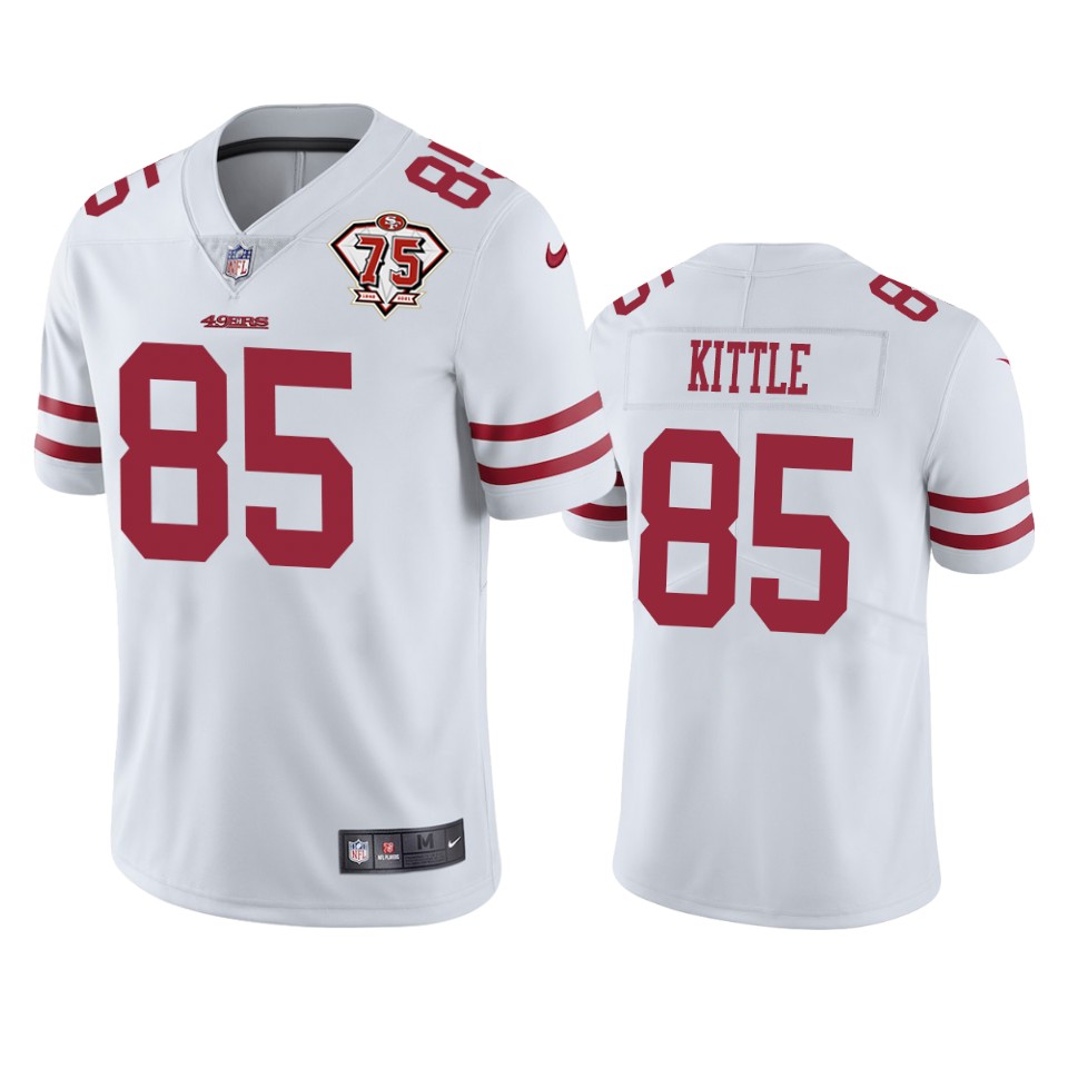 49ers #85 George Kittle White Men’s 75th Anniversary Stitched NFL Vapor Untouchable Jersey