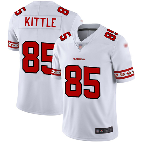49ers #85 George Kittle White Men’s Stitched NFL Team Logo Fashion Jersey
