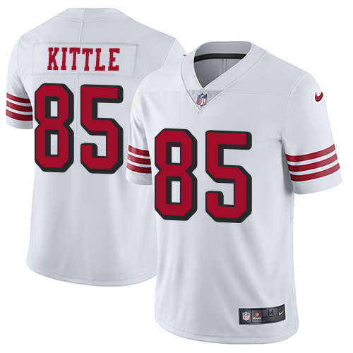 49ers #85 George Kittle White Rush Men’s Stitched NFL Vapor Untouchable Jersey