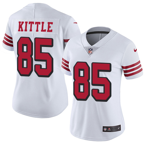 49ers #85 George Kittle White Rush Women’s Stitched NFL Vapor Untouchable Jersey