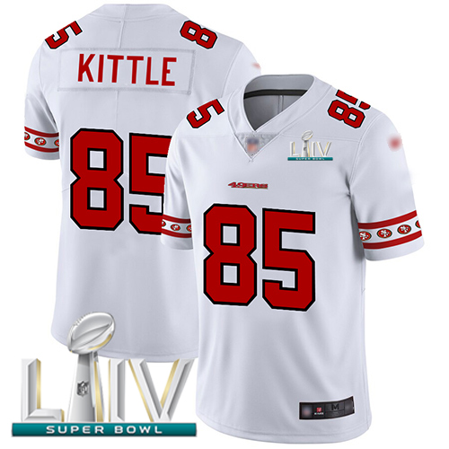 49ers #85 George Kittle White Super Bowl LIV 2020 Men’s Stitched NFL Team Logo Fashion Jersey