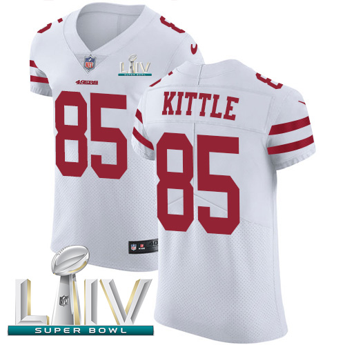 49ers #85 George Kittle White Super Bowl LIV 2020 Men’s Stitched NFL Vapor Untouchable Elite Jersey