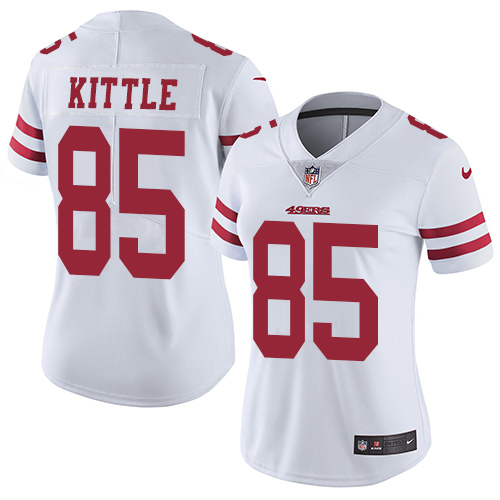 49ers #85 George Kittle White Women’s Stitched NFL Vapor Untouchable Jersey