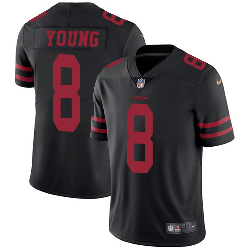 49ers #8 Steve Young Black Alternate Youth Stitched NFL Vapor Untouchable Jersey