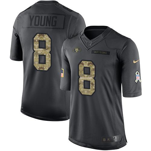 49ers #8 Steve Young Black Men’s Stitched NFL 2016 Salute To Service Jersey
