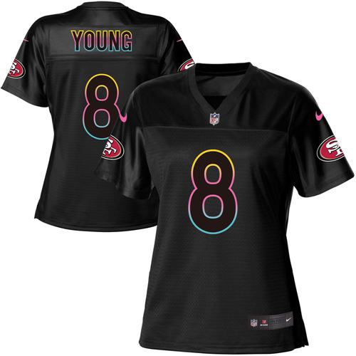 49ers #8 Steve Young Black Women’s NFL Fashion Game Jersey