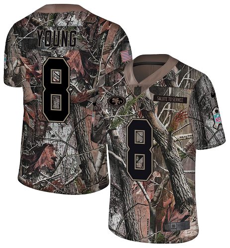 49ers #8 Steve Young Camo Men’s Stitched NFL Rush Realtree Jersey