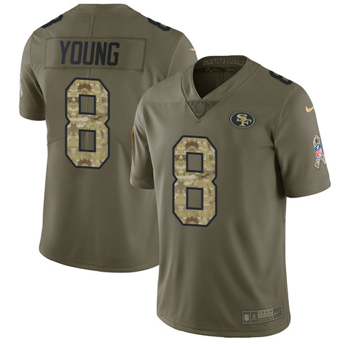 49ers #8 Steve Young Olive/Camo Men’s Stitched NFL 2017 Salute To Service Jersey