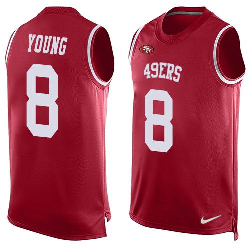 49ers #8 Steve Young Red Team Color Men’s Stitched NFL Tank Top Jersey