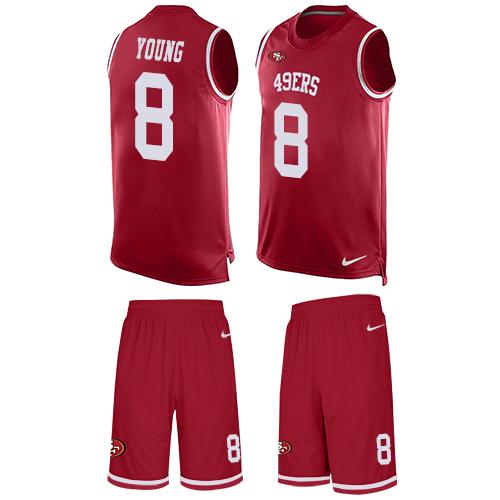 49ers #8 Steve Young Red Team Color Men’s Stitched NFL Tank Top Suit Jersey