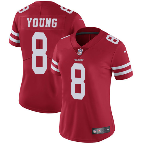 49ers #8 Steve Young Red Team Color Women’s Stitched NFL Vapor Untouchable Jersey
