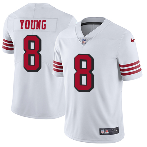 49ers #8 Steve Young White Rush Youth Stitched NFL Vapor Untouchable Jersey