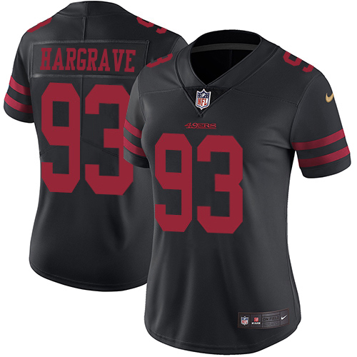 49ers #93 Javon Hargrave Black Alternate Women’s Stitched NFL Vapor Untouchable Jersey